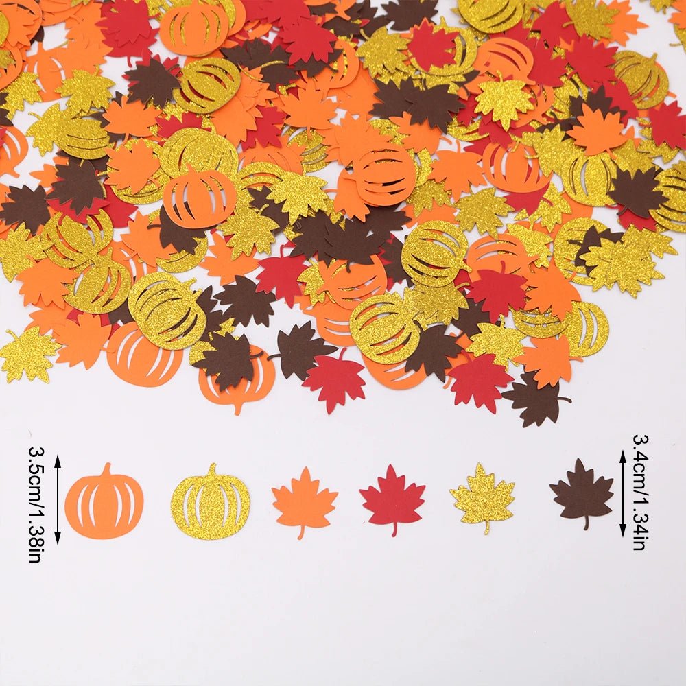 100Pcs Autumn Pumpkin Maple Leaf Table Confetti. - silverfoxgoods